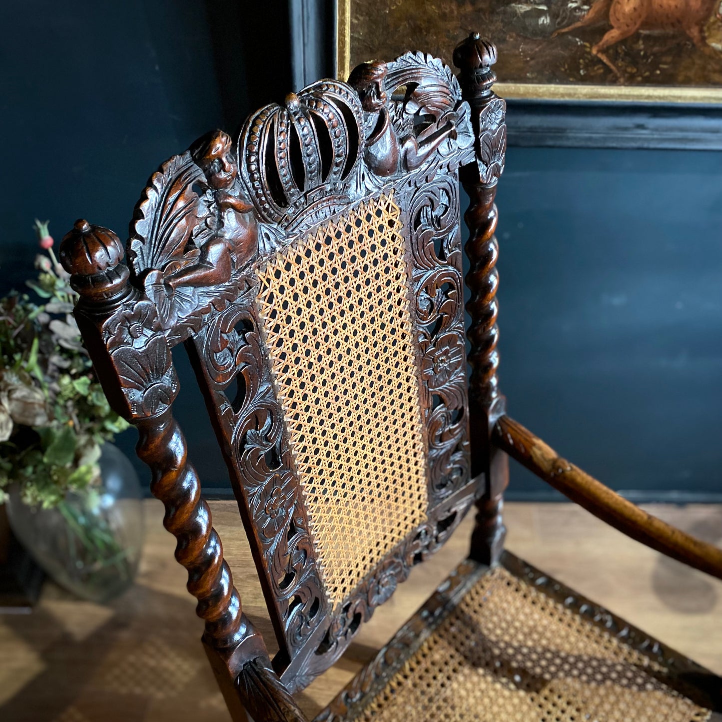 Carolean Oak & Walnut Hallway Chair C.1680
