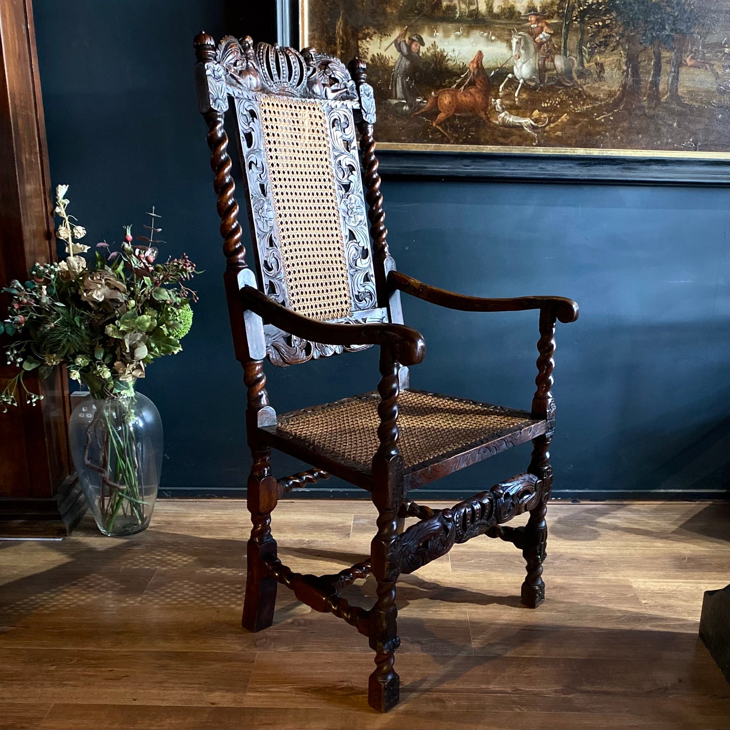 Carolean Oak & Walnut Hallway Chair C.1680