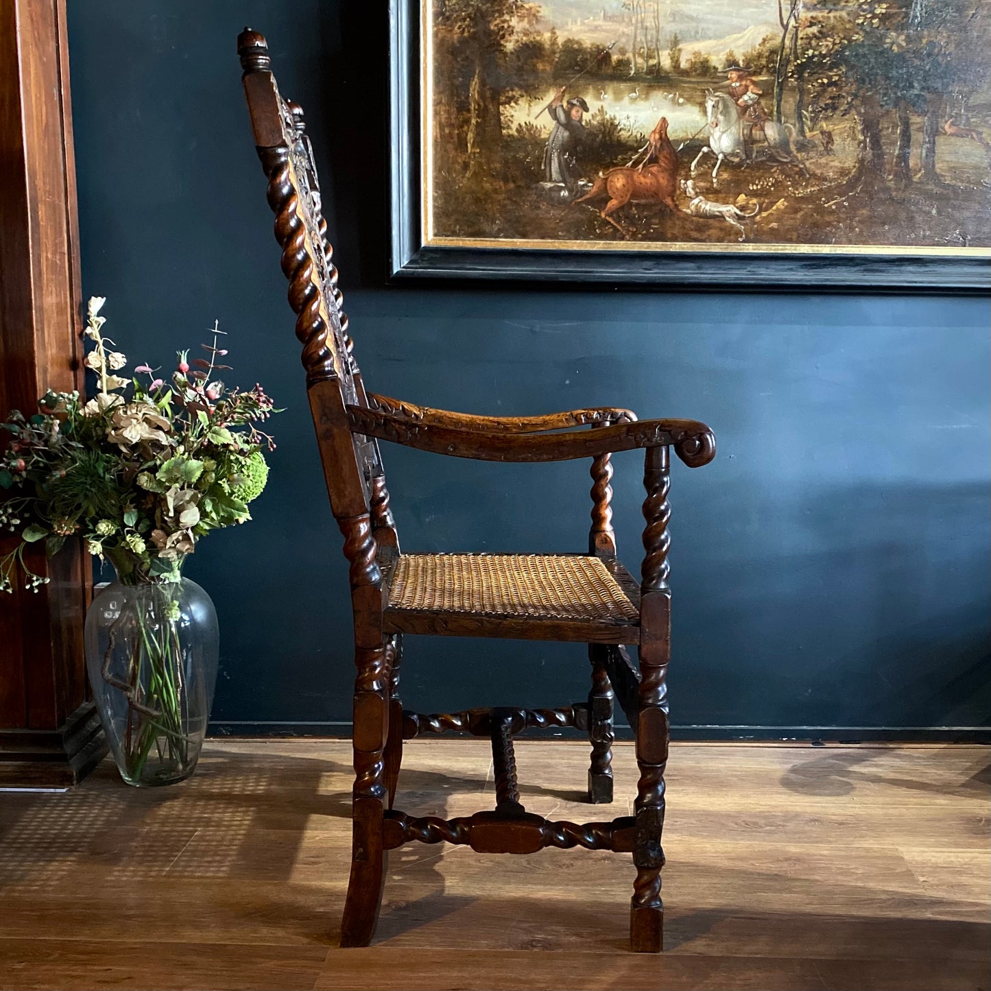 Carolean Oak & Walnut Hallway Chair C.1680