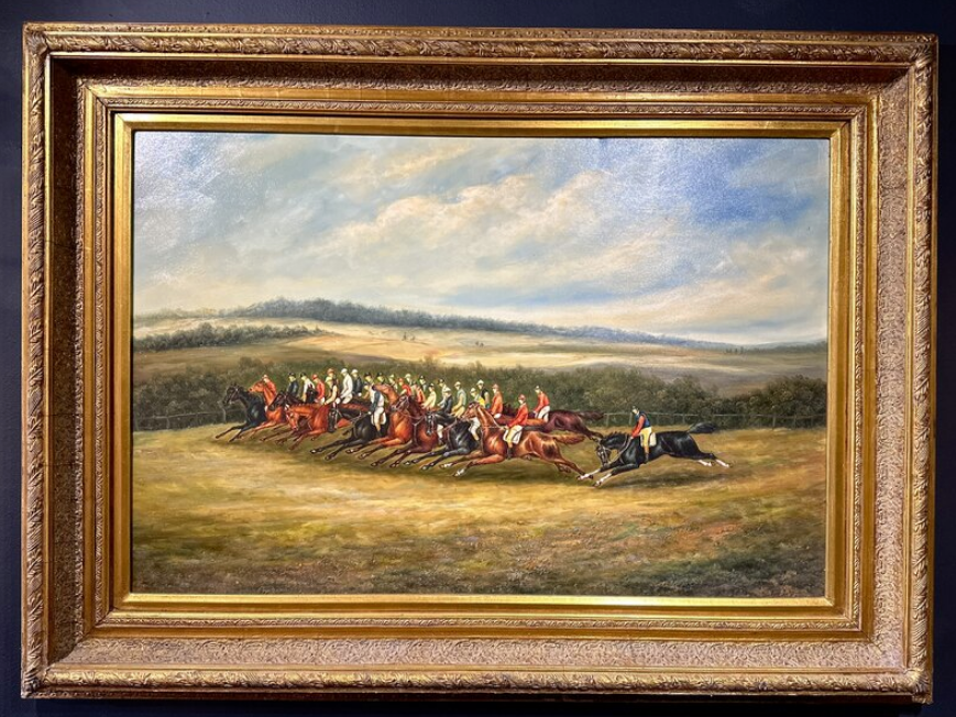 Oil on Canvas Horse Racing Scene