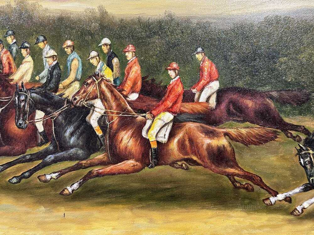 Horse Racing Scene Oil on Canvas