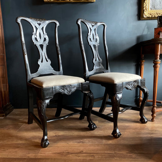 Pair of Dutch Ebonised Chairs C.1740