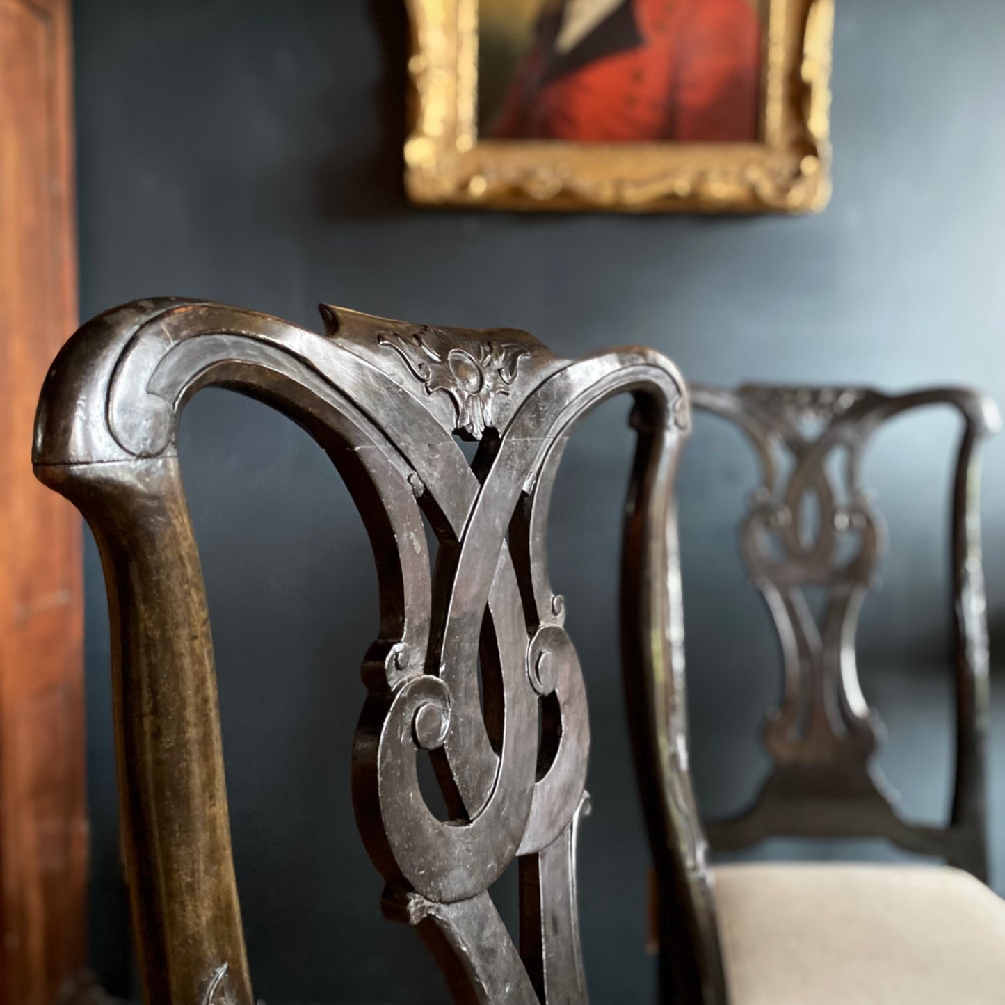 Pair of Dutch Ebonised Chairs C.1740