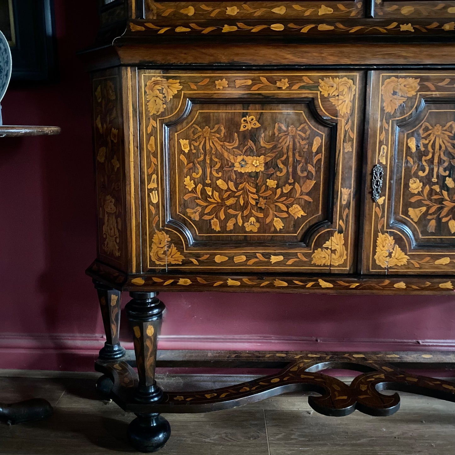 Dutch Marquetry Glazed Cabinet on Stand C.1780-1800